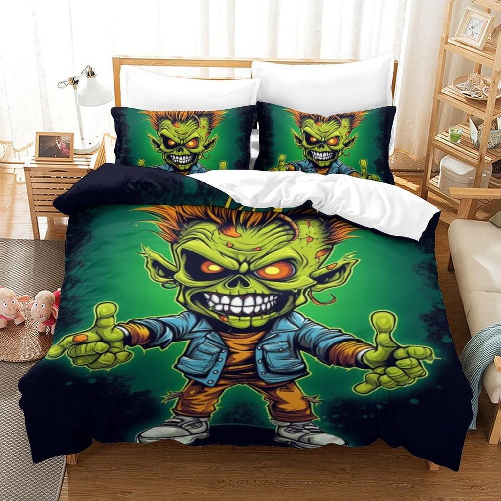 Zombie Duvet Cover Set For Boys Men King Size Lightweight Down Horror Theme Quilt Cover 2 Pillowcases 1 Comforter Cover No Quilt