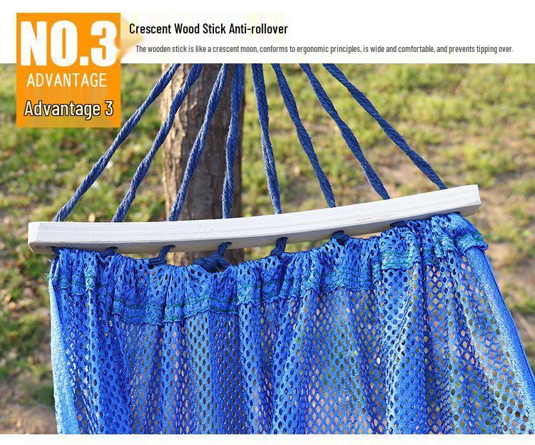 Breathable Ice Silk Hammock: Anti-Rollover Camping Swing with High Load Capacity, Small Mesh Design, Single/Double Size.