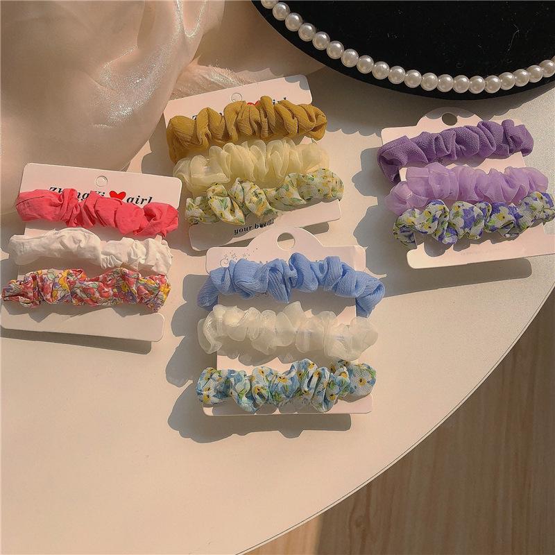Spring Colors: 3-Pack Floral Hair Band Set - Fresh Blue & Pink Hair Accessories