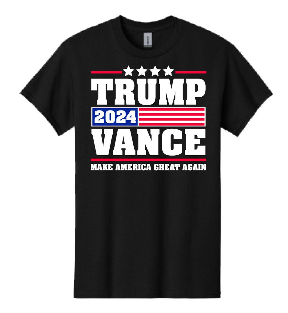 TRUMP VANCE Make America Great Again Black T-Shirt 2024 Election Republican Unisex T-Shirt XL