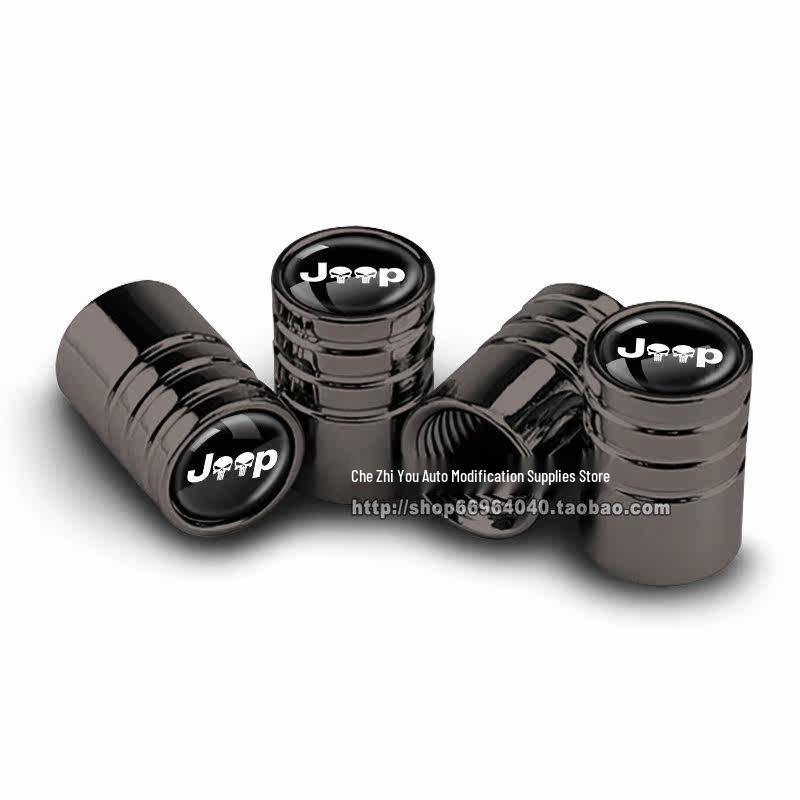 Jeep Tire Valve Stem Caps for Grand Cherokee, Compass, Wrangler, and Cherokee - Decorative Set