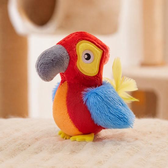 Durable Plush Pet Playthings Chirping Bird Cat Toy, Interactive Parrot Soft Stuffed Stimulating Hunting Instinct Toy Pounce for Indoor