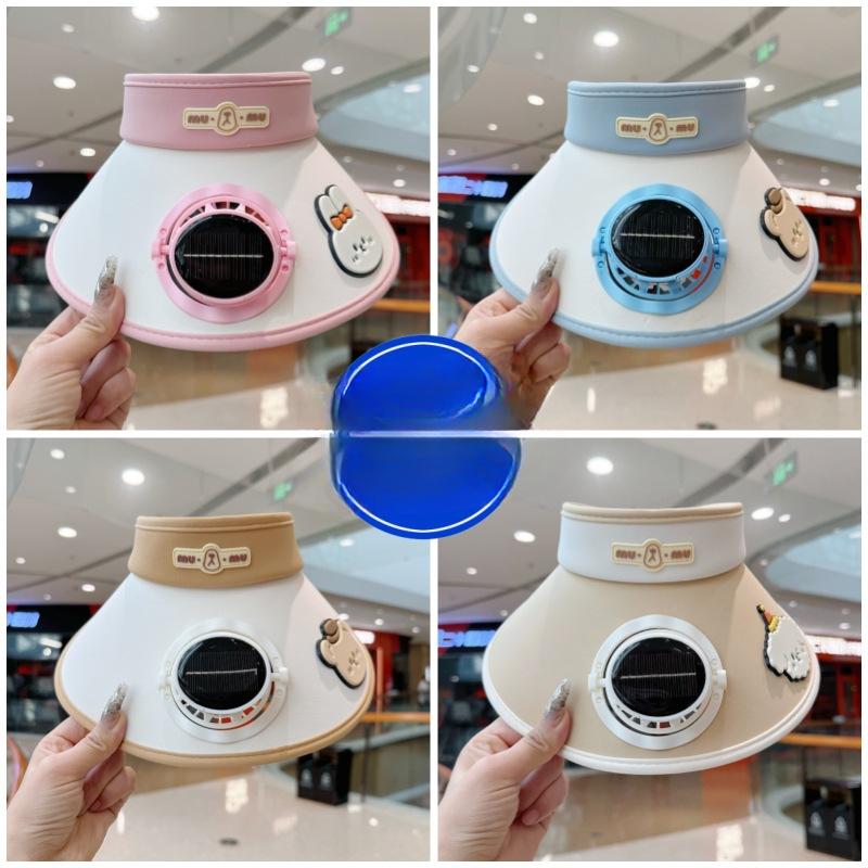 Children's Hat with Fan Solar Rechargeable Boys and Girls Big Hat Brim Sun Protection Sunshade Summer Travel Sun Hat