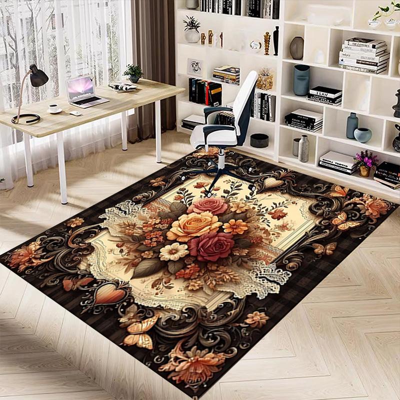 1PC Floral Pattern Butterfly Extra Large Non Slip Floor Carpet, Office, Family, Bedroom, Studio Large Area Rug Indoor Rugs