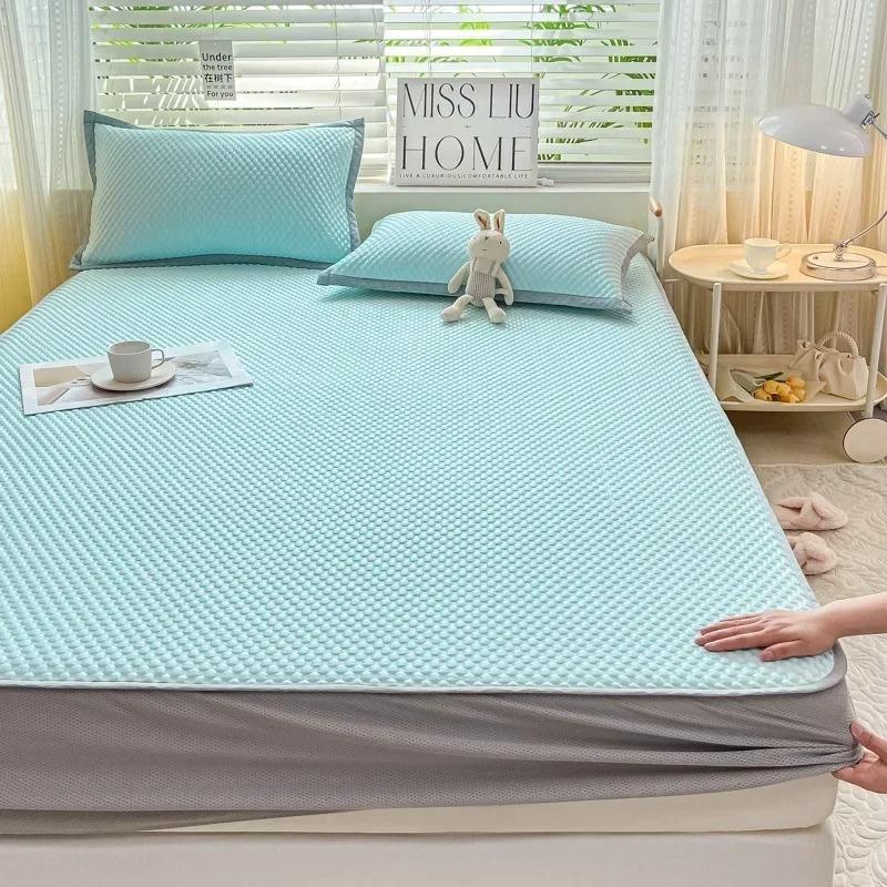 Summer Latex Summer Mat Kit Cooling Feel Bed Pad and Pillowcase Cold Sleeping Bed Mat for Summer Breathable Folding Cool Mat