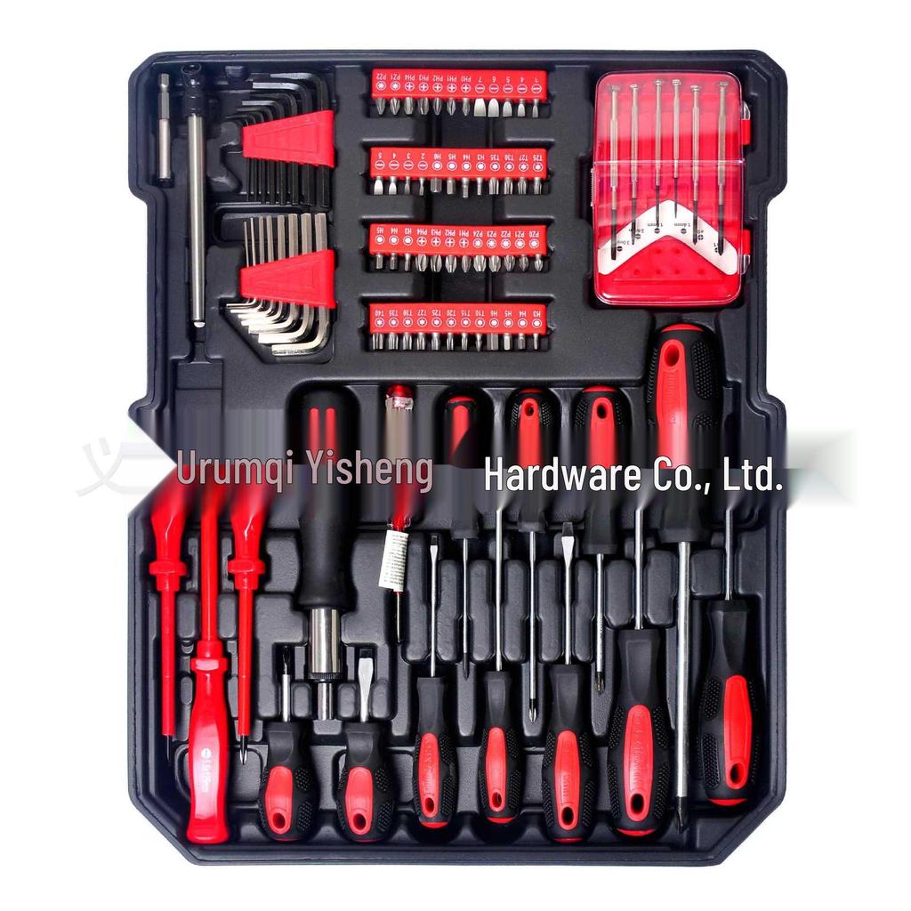 187-Piece Ratchet Wrench & Socket Set in Plastic-Coated Aluminum Box for Auto Repair - Large, Medium, Small Tools Included