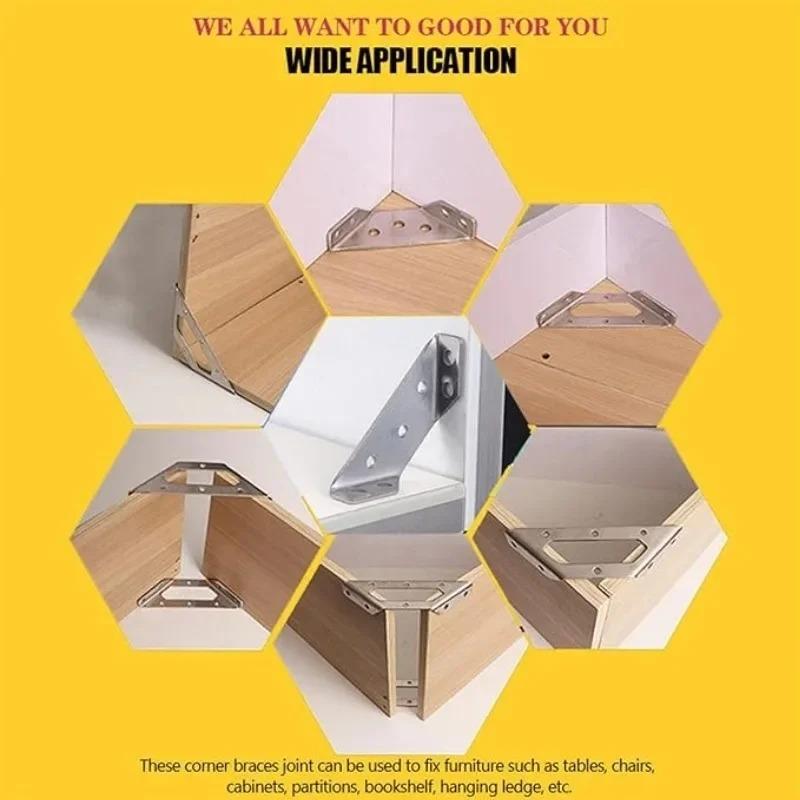 40pcs Furniture Corner Connector Set Metal Trapeziform Angle Bracket Triangle Corner Brace Chair Drawer Shelf Joint Support