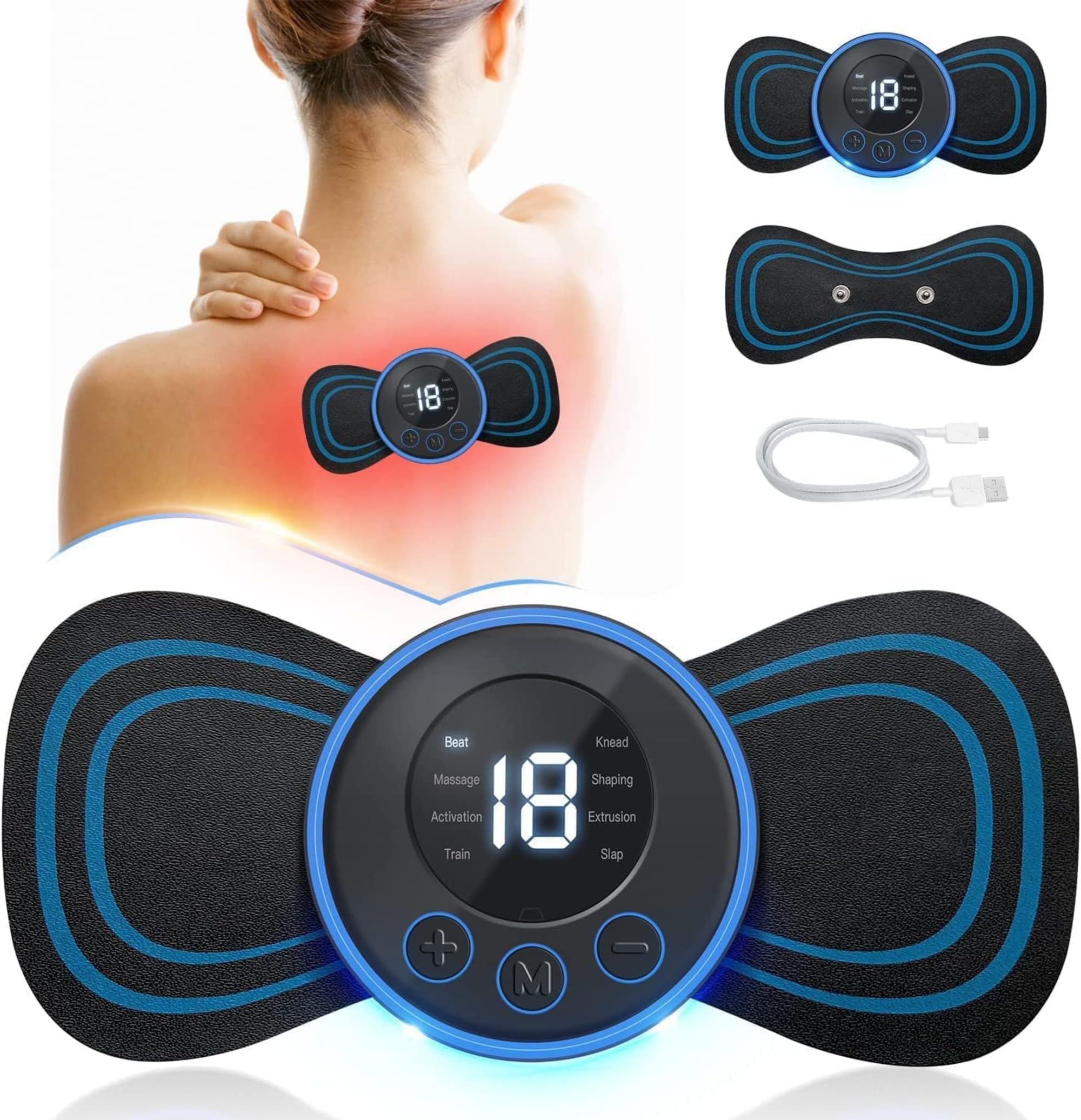 MotiBa Wireless Portable Rechargeble Butterfly Full Body Massager For Neck Massage With Ems Technology Spine For Body Pain