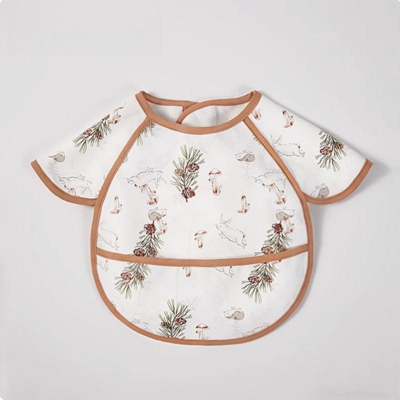 1 Piece Newborn Feeding Bibs Retro European Cute Animal Infant Baby Short Sleeve Burp Cloths Waterproof Washing Baby Bibs