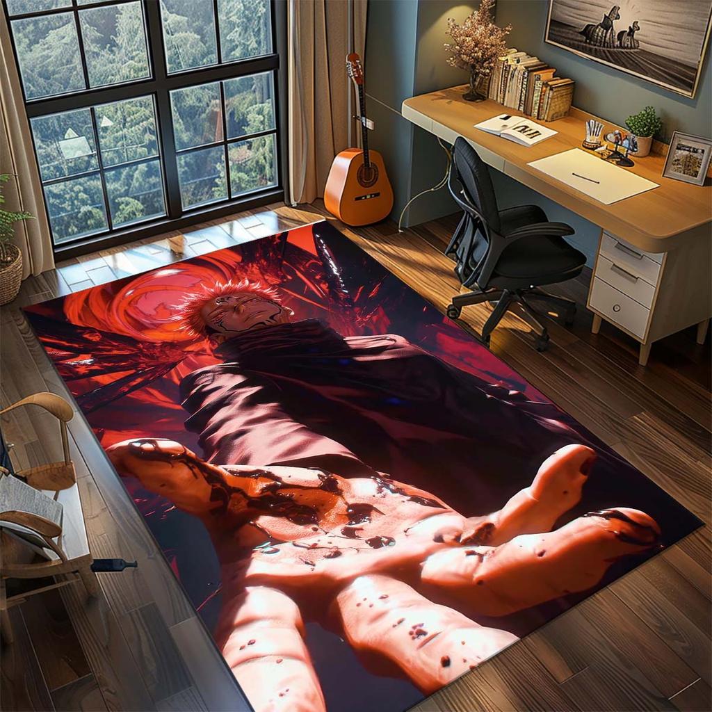 Jujutsu Kaisen Floor Rug Polyester Anime Non Slip Carpet Living Room Bedroom Home Decor -QJY
