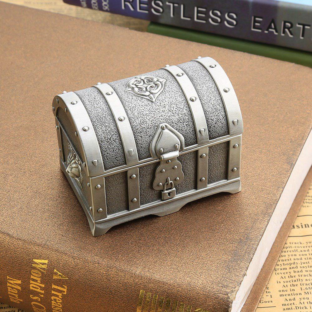 Antique Small Pirate Treasure Chest Wedding Jewelry Gift Box Zinc Alloy Storage Case