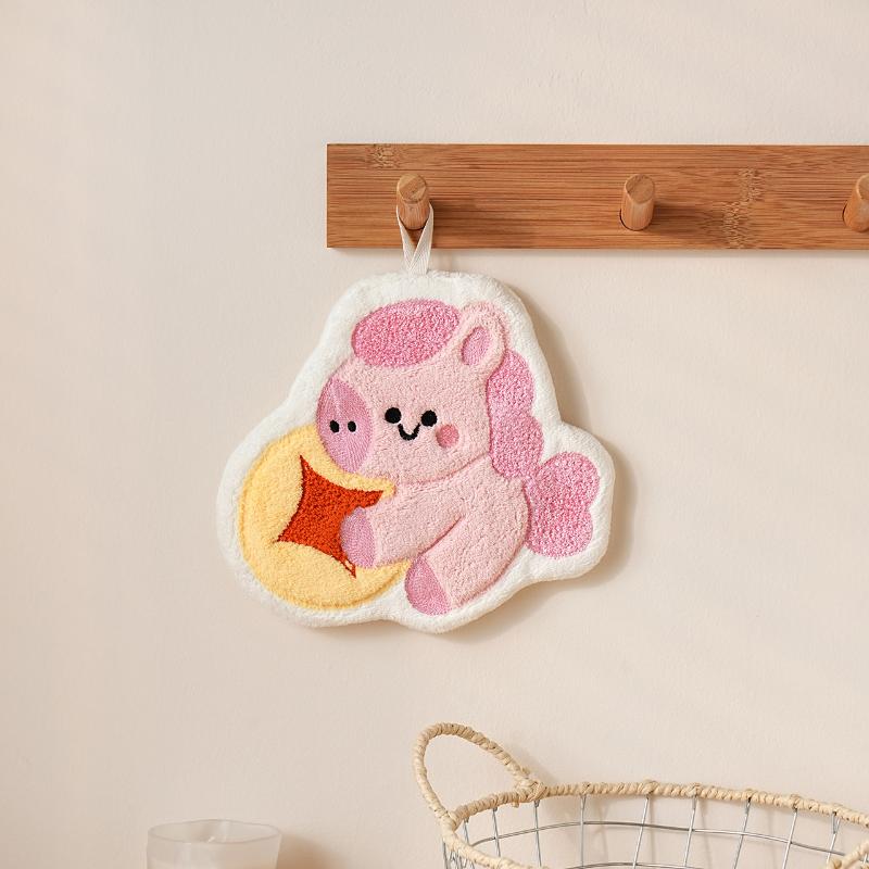 

Cute Hanging Lucky Horse Hand Towel Thickened Decorative Coral Fleece Towel Super Absorbent Soft Handkerchief Cloth Festive Gift