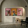 Set of 3 Fashion Animal Wall Art, Pink Aesthetic Dog Cat Prints, Stylish Pet Posters,Trendy Colorful Wall Decor Anime Room Decor