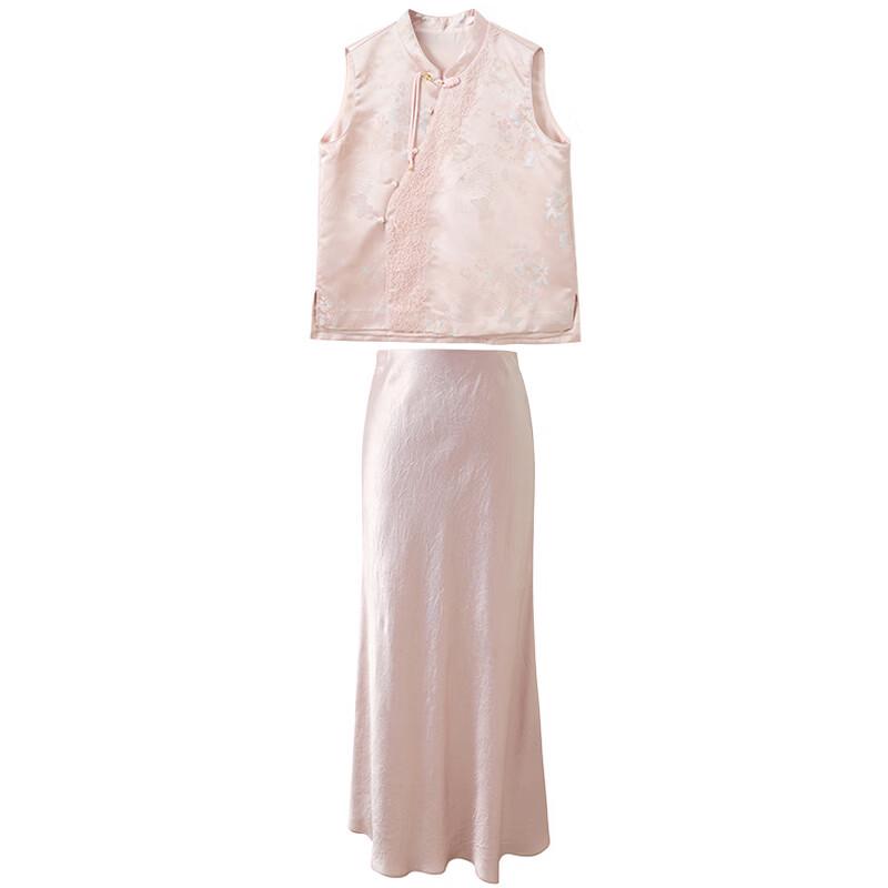 Women's New Chinese Style Sleeveless Top & Skirt Set