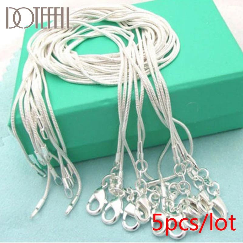 

DOTEFFIL 10pcs/Lot 16/18/20/22/24/26/28/30 Inch 1.2mm Snake Chain Necklace Silver Color For Woman Man Fashion Jewelry 40cm