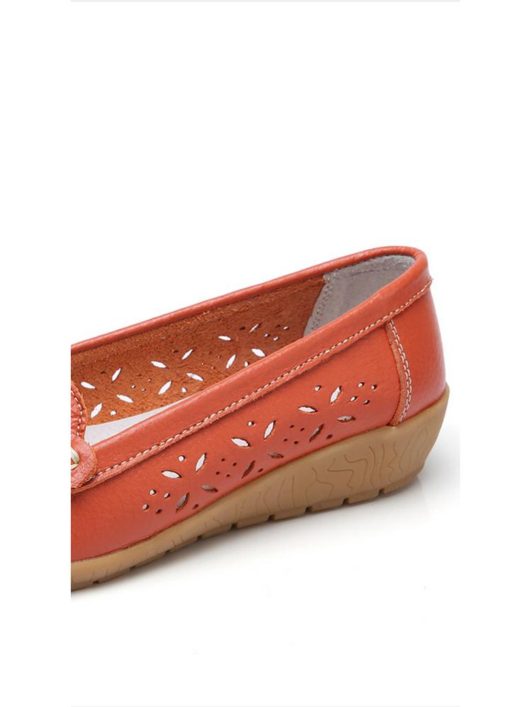 Summer Soft Wedge Leather Shoes for Middle-Aged and Elderly Women – Breathable Design