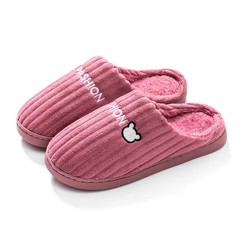 Cotton slippers women's winter home household indoor warm non-slip thick bottom couple hair slippers men's autumn and winter