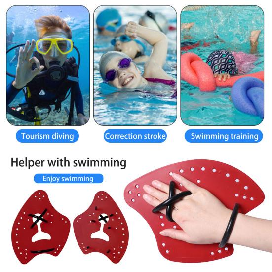 1 Pair Swimming Hand Paddle with Silicone Strap Holes Professional Kids Adults Beginner