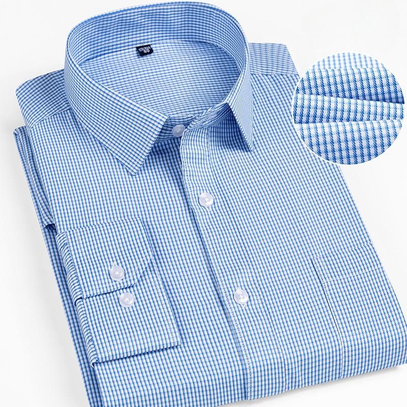 Men Formal Shirt Long Sleeve Office Solid Color Striped Business Social Men's Long Sleeved Shirt Work White Shirt Men Clothing