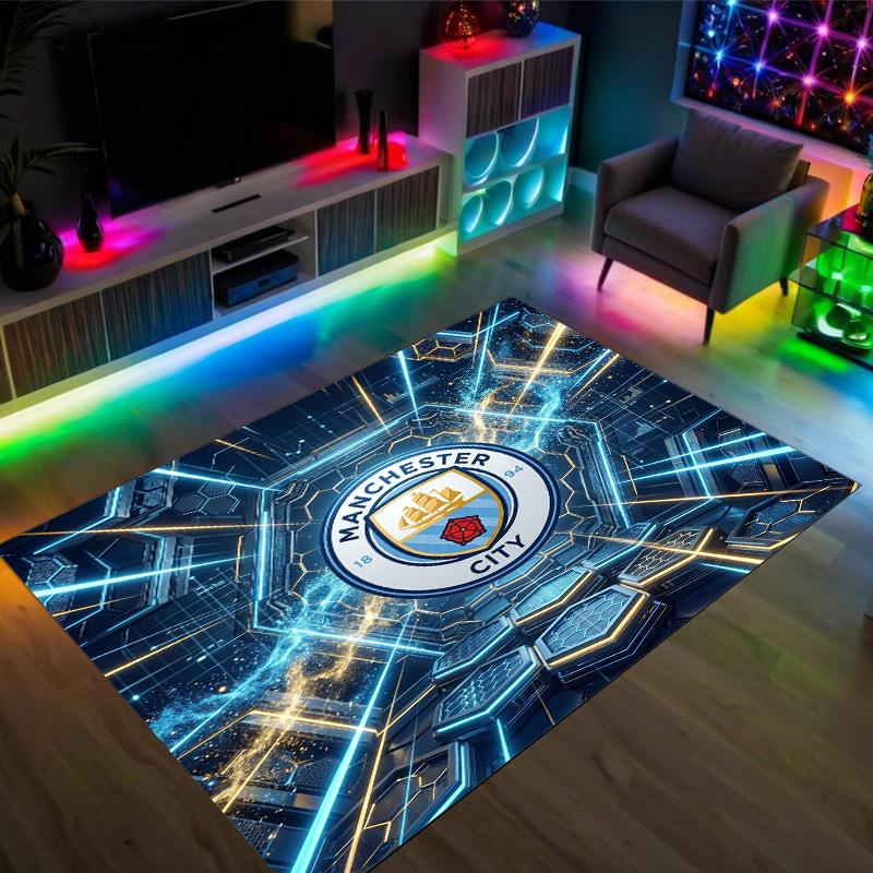 Manchester City Design Crystal Velvet Carpet Cozy Non?Slip Printed Rug For Bedroom Living Room Entrance