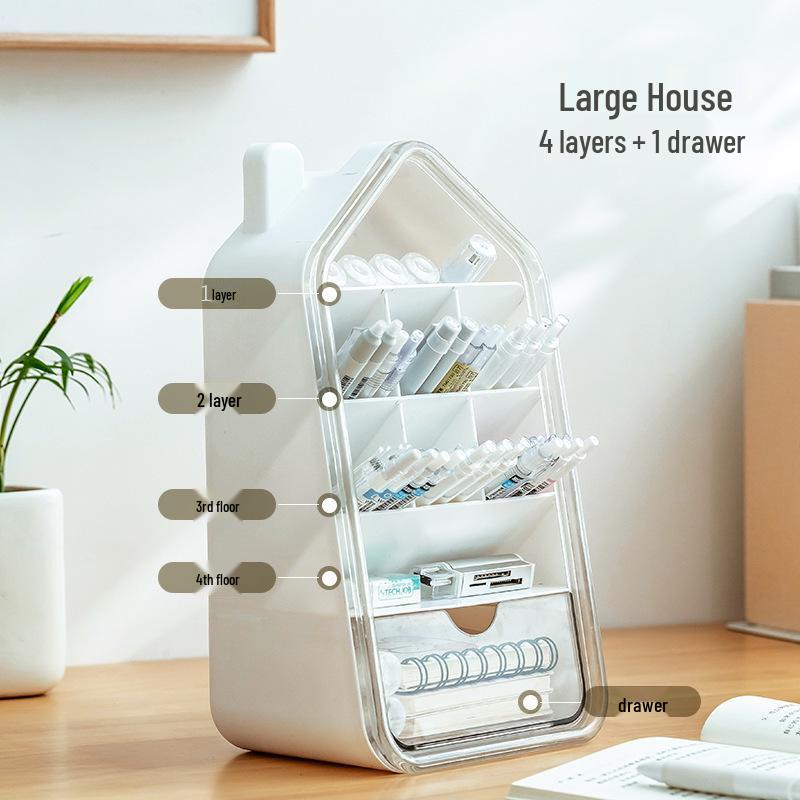 Triangular Large Capacity Plastic Pen Holder for Office Desktop