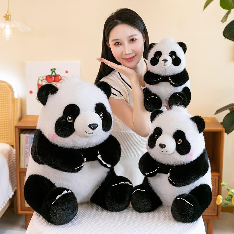 Cute Lazy Panda Plush Toy Zoo Souvenirs National Treasure Doll Robe Gift Flower Home Pillow