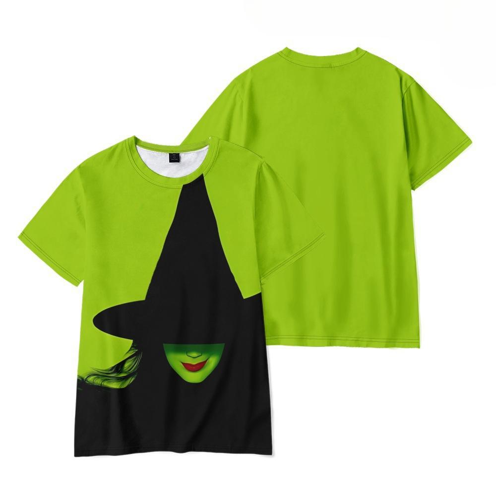 Summer Round Neck 3D Witch Printed Top Fashionable Casual Short Sleeved Women's T-shirts