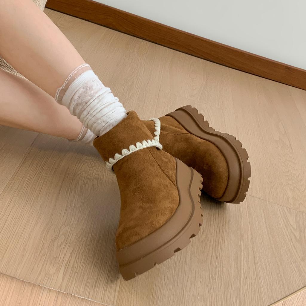 Retro brown British style platform Martin boots women's 2025 new autumn skirt with thin and heightened snow boots