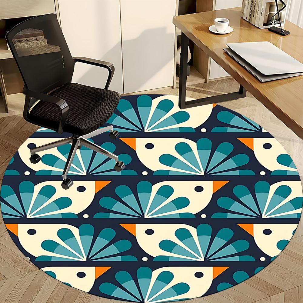 1pc Birds Pattern Office Round Area Rug, Indoor Mat Suitable For Office, Under Office Chairs Bedroom Living Room Home Decor, Room Deco