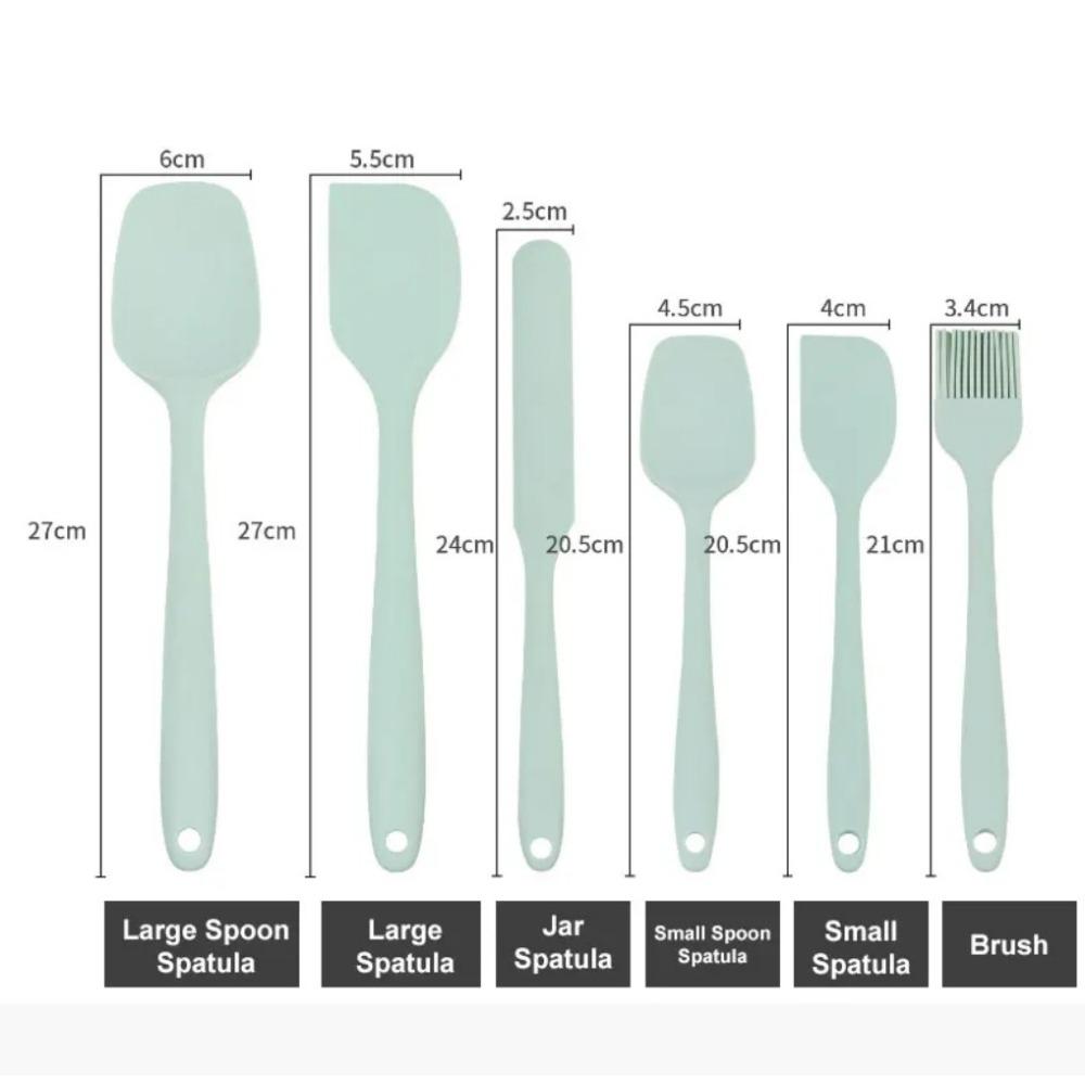 Conjunto de 6 espátulas de silicone de grau alimentício, antiaderentes, resistentes ao calor, espátulas, virador para cozinhar, assar, misturar, ferramentas de cozimento