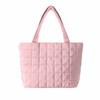 Solid Color Quilted Shoulder Bag Checkered Quilted Handbag Trendy Fashion Tote Bag  Female Use