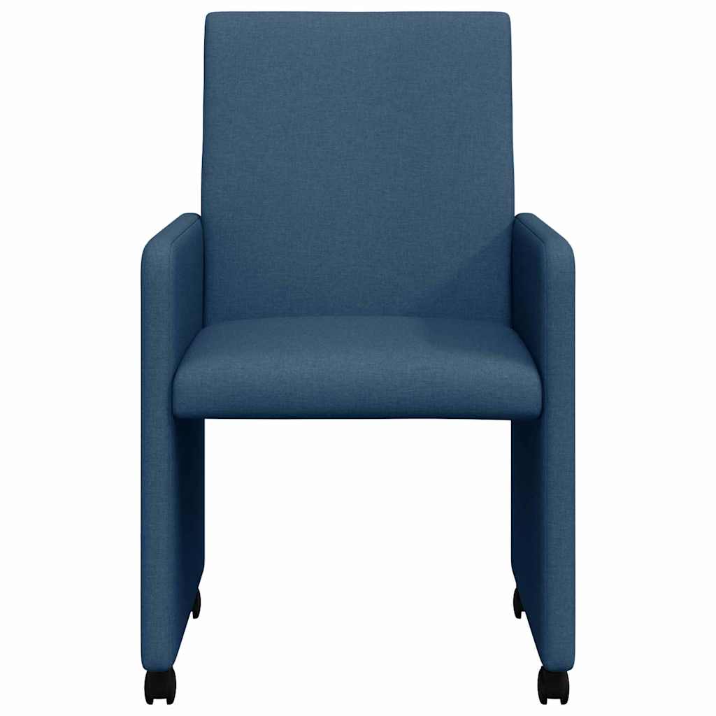 Dining Chairs with Casters 2 pcs Blue 57 x 66 x 94 cm Fabric