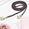 Women Belt Casual Pearl Buckle Decor Woven Thin Waist Rope with Dress 140cm Fashion Accessories for Ladies