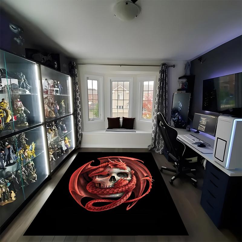 Dark Printed Carpet, Rug for Office Chair Living Room Bedroom Kitchen Room Decor Gifts.