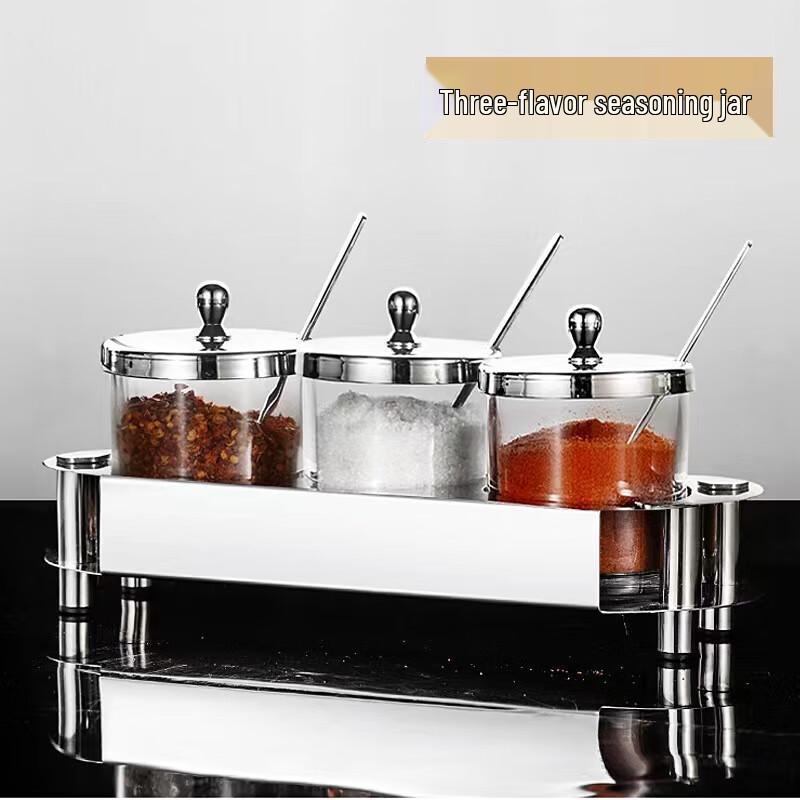 Mailang Stainless Steel & Glass Spice Jars Set