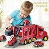 Police Truck Toys for Toddler 3 4 5 6 Years Old Boys   5 In 1 Friction Power Emergency Vehicle, Carrier Truck Toys for Kids 3 5, Red