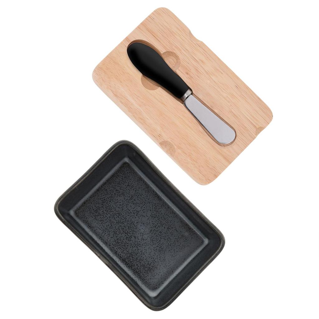 Stilvolle Porzellan-Butterdose mit Messer WAREWOOD DUKA