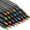 Xiaohongshu Style Gradient Rainbow Colored Pencil Set - Multi-color Black Wood Pencils for Students