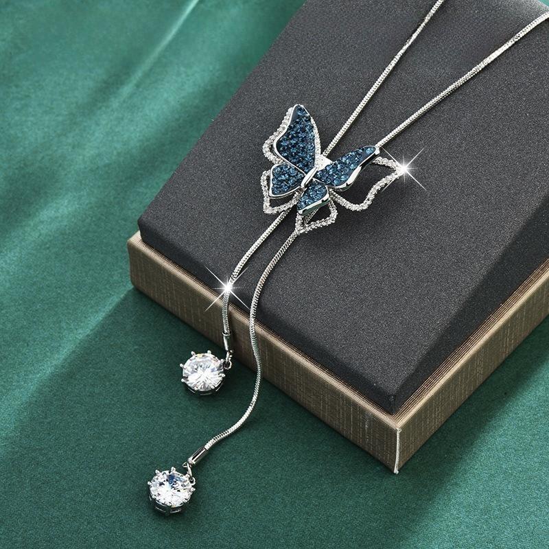 Butterfly Pendant Necklace Alloy Snake Chain Gift For Women And Men