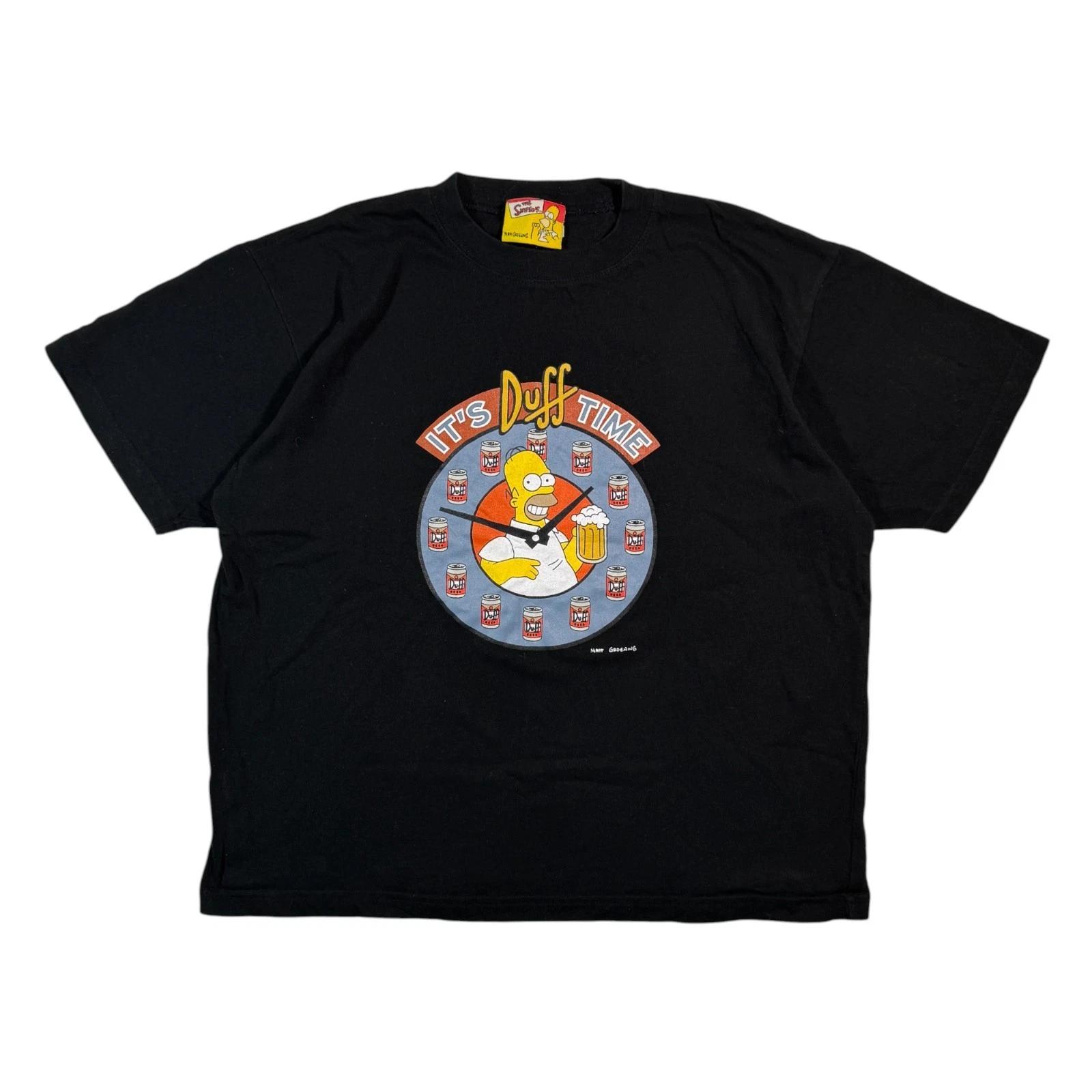 

Vintage 2001 Simpsons T-shirt It s Duff Time Y2k Cartoon Graphic Black Tee L XL