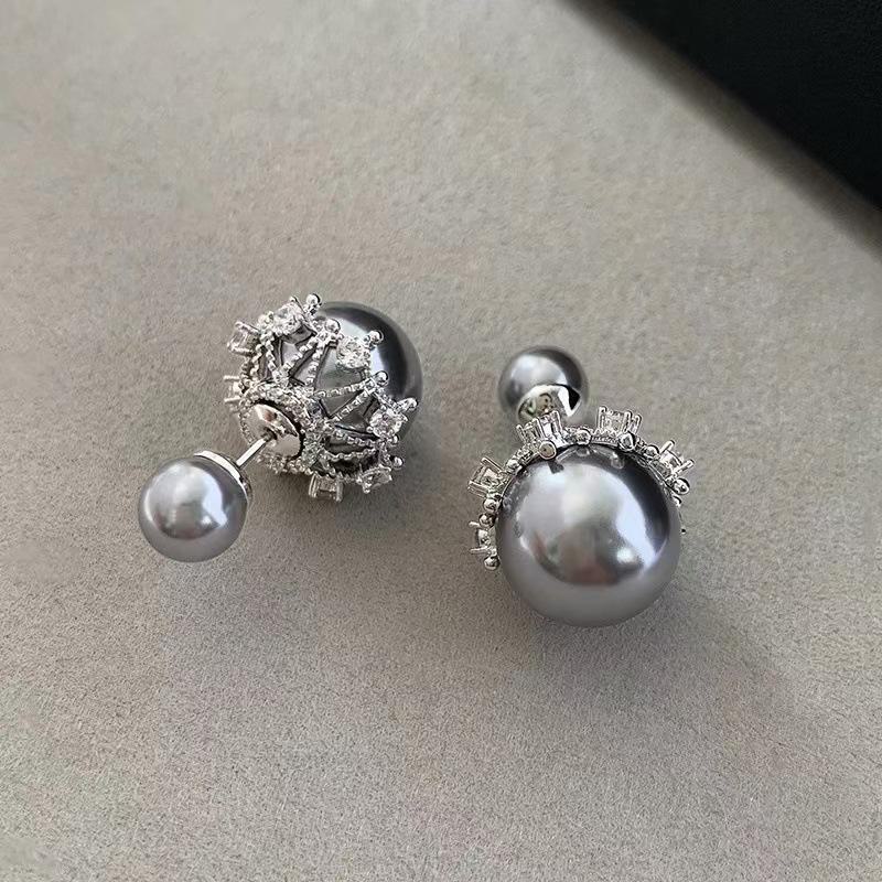 

Серьги из серого и белого жемчуга: Высококачественная игла из стерлингового серебра S925, крупные и мелкие жемчужины, одна пара RF618 серый