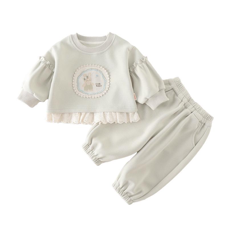 Toddler Girl Korean Lace Spring Hoodie Two-Piece Set (2026)