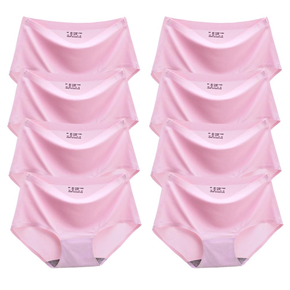 Chiloți de damă Chiloți fără cusături uni Mărimi mari Chiloți confortabili Lenjerie din satin de mătase Lenjerie de corp sănătoasă 8 buc/set