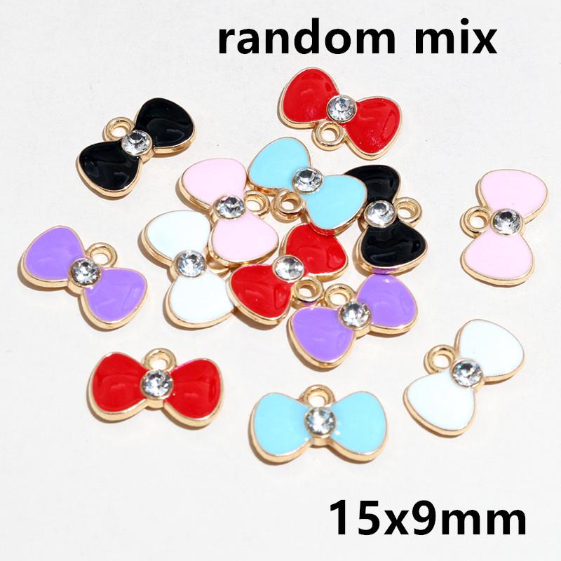 10-20pcs Bow Charms Pendant Enamel Alloy Metal Craft DIY Jewelry Making Accessories Findings for Earrings Necklace Bracelets