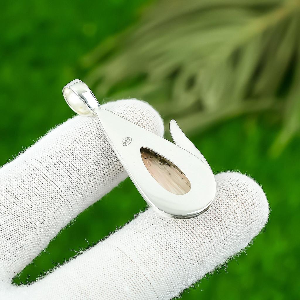 925 Silver Pear Scolecite Gemstone Handmade Elegant Engagement Pendant Jewelry