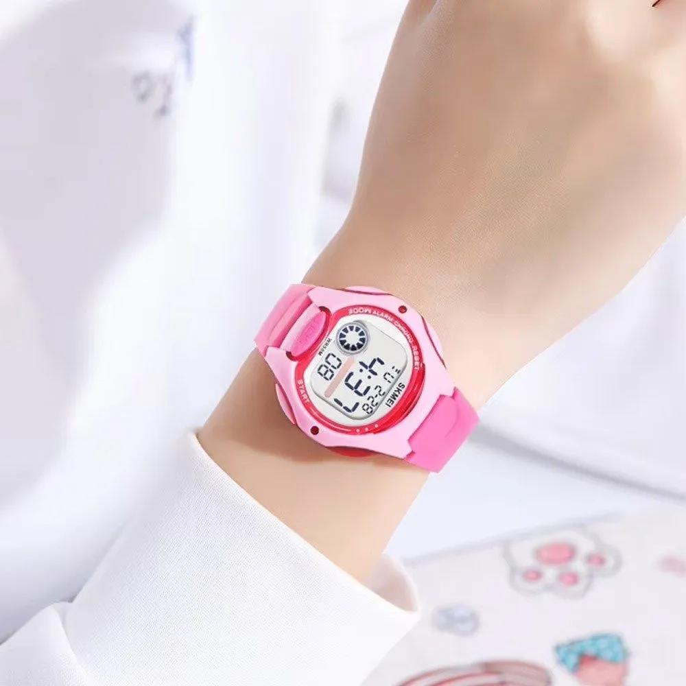 SKM LED Lighting Ultra-Precision Quartz Unisex Digital Waterproof Urethane Band Wristwatch