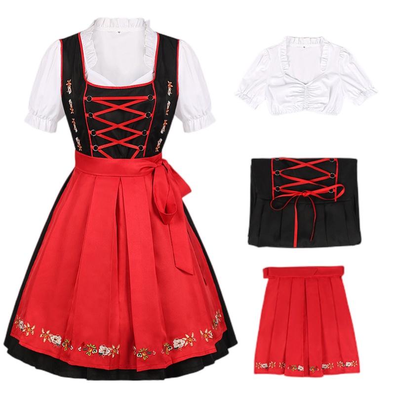 Costume Lady Oktoberfest Bavarian Beer Maid German Fancy Party Prop Dirndl Dress