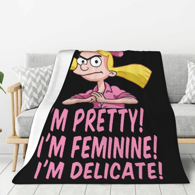 Custom Hey Arnold Animated Anime Helga Pataki Blanket Warm Fleece Soft Flannel Throw Blankets for Bedroom Couch Car Autumn