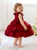 Princess Satin Bow Dress for Girls – Formal Piano Performance & Birthday Tulle Dress