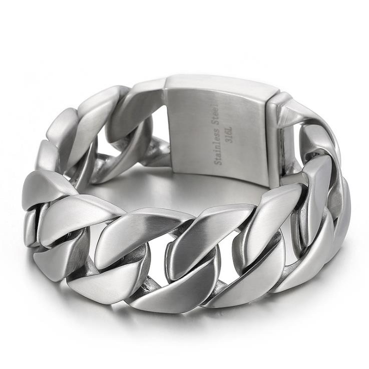 Pulseira de Corrente Curb Cubana Cor Ouro Prata Pesada 26MM Homens Mulheres Hiphop Arco-íris Aço Inoxidável Biker Moto Pulseira Joia